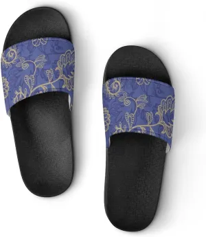 Romantic Flora Leaves Ornate Petals Shower Sandals Home Slippers Non-Slip Quick Drying Beach Bathroom Slipper
