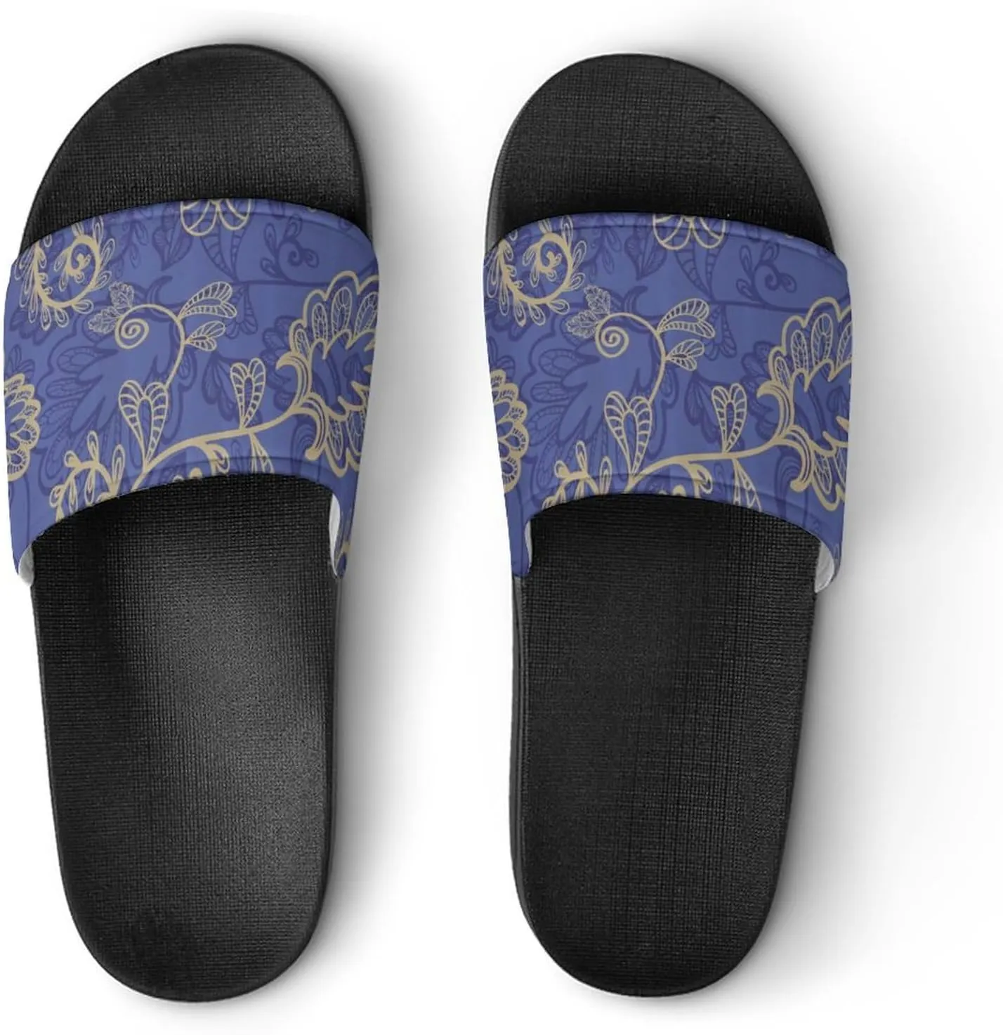 Romantic Flora Leaves Ornate Petals Shower Sandals Home Slippers Non-Slip Quick Drying Beach Bathroom Slipper