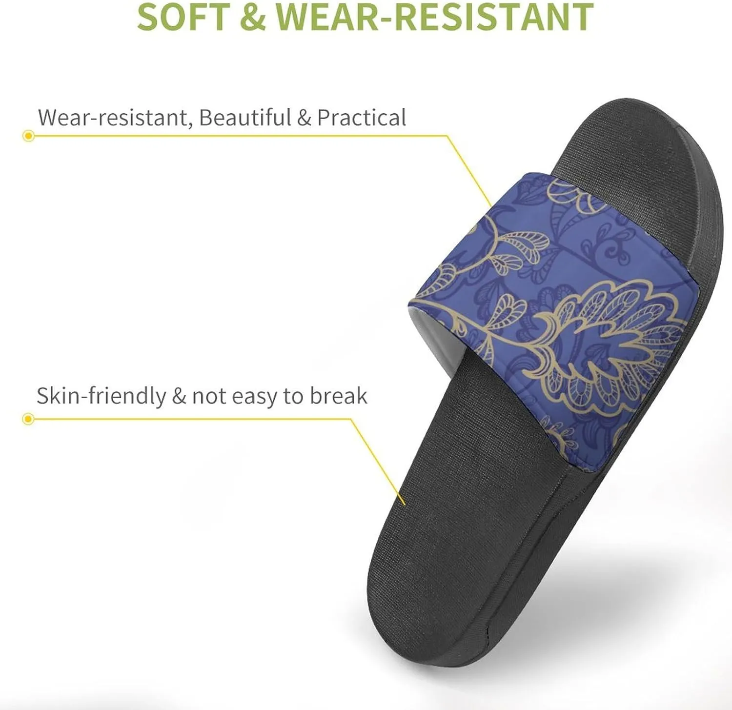 Romantic Flora Leaves Ornate Petals Shower Sandals Home Slippers Non-Slip Quick Drying Beach Bathroom Slipper
