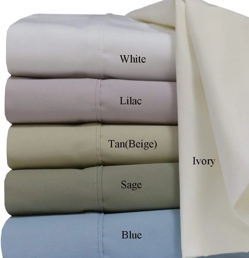 Royal Hotel Bedding Solid Sea 250-Thread-Count 3pc Twin-Extra-Long Bed Sheet Set 100-Percent Cotton, Superior Percale Weave, Crispy Soft, Deep Pocket, 100% Cotton