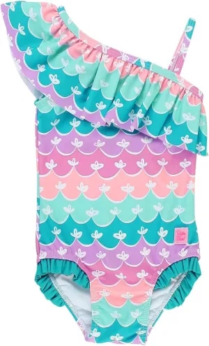 RuffleButts Mermaid One Shoulder Ruffle One Piece - 8