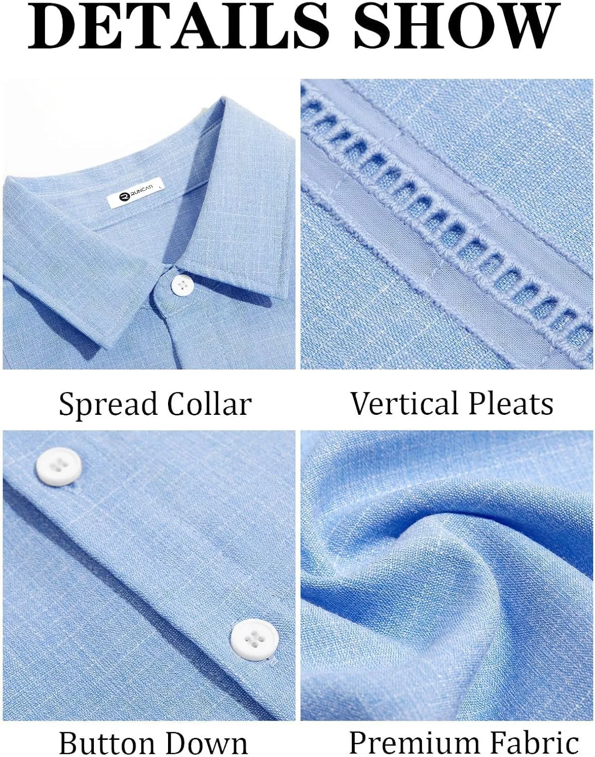 Runcati Mens Cuban Guayabera Shirts Short Sleeve Linen Casual Shirt Button Down Beach Summer Mexican Shirts