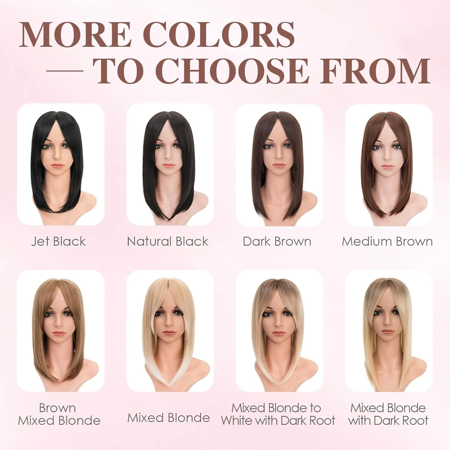 S-noilite 14-Inch Hair Topper With Fringe Bang for Women - Long Straight Synthetic Wig Piece for Thinning Hair - Clip-in Highlight to Add Volume - Jet Black