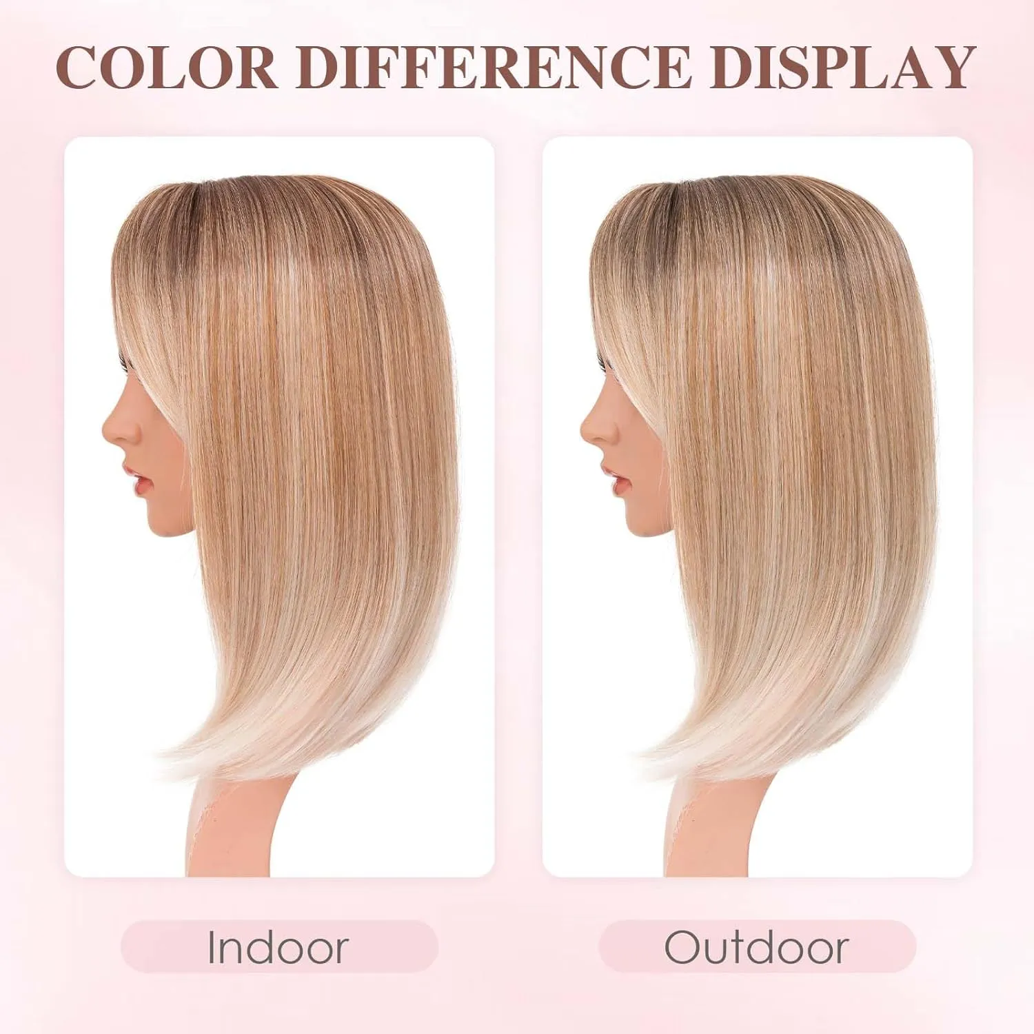 S-noilite 14inch Hair Toppers for Women with Bang Long Straight Clip in HairPieces for Women with Thinning Hair Add Volume Mixed Blonde to White with Dark Root