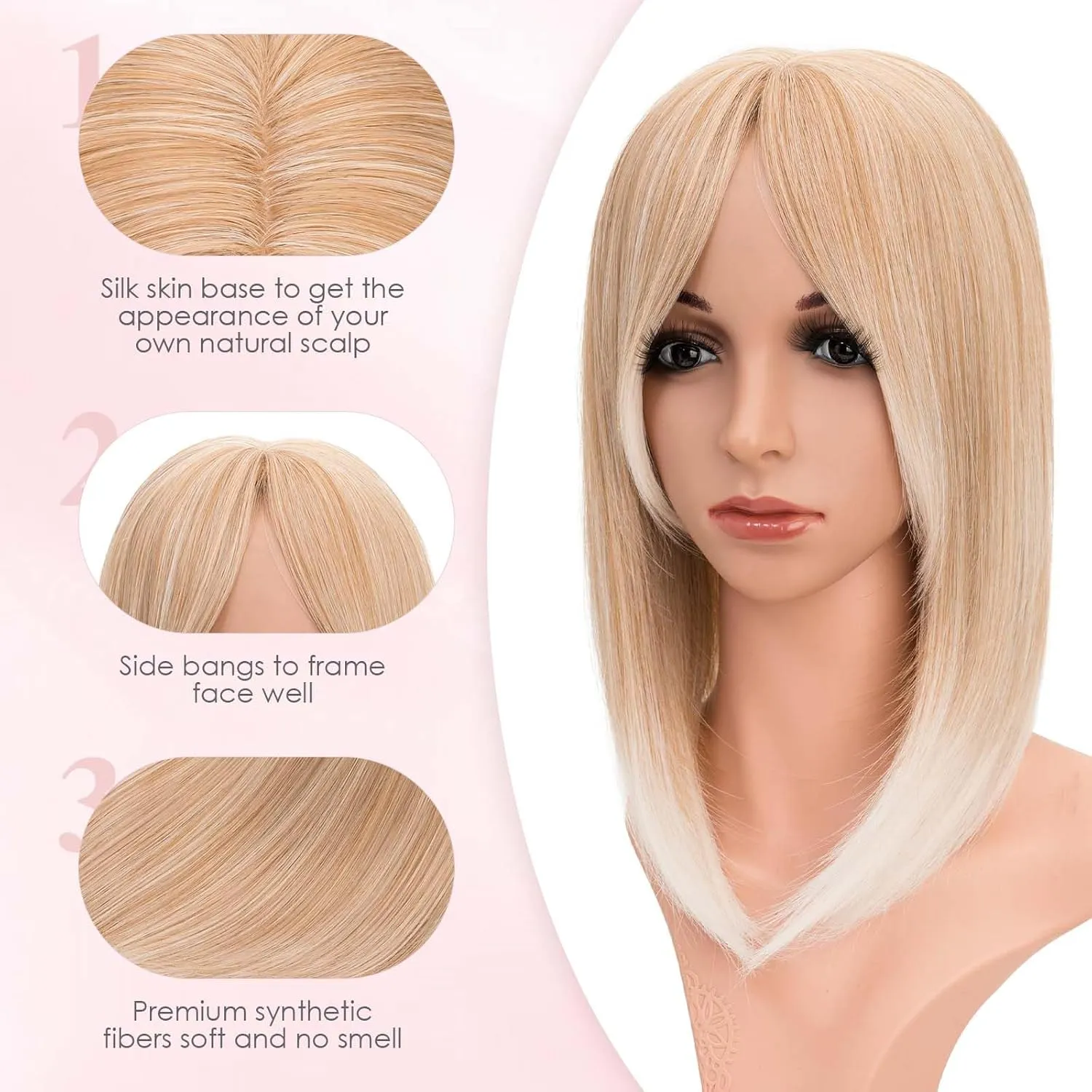 S-noilite 14inch Hair Toppers for Women with Bang Long Straight Clip in HairPieces for Women with Thinning Hair Add Volume Mixed Grey