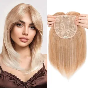 S-noilite 14inch Hair Toppers for Women with Bang Long Straight Clip in HairPieces for Women with Thinning Hair Add Volume Mixed Grey