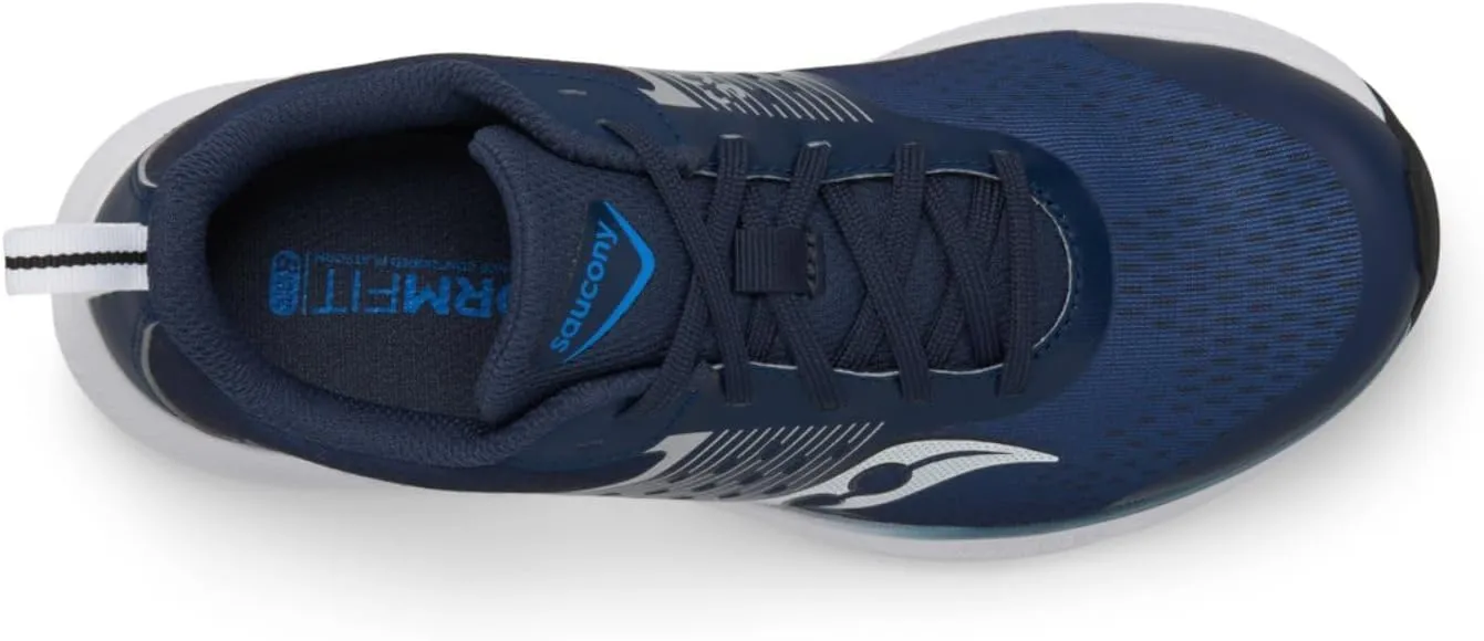 Saucony Ride Kidz Sneaker, Navy/Silver, 4 US Unisex Big Kid