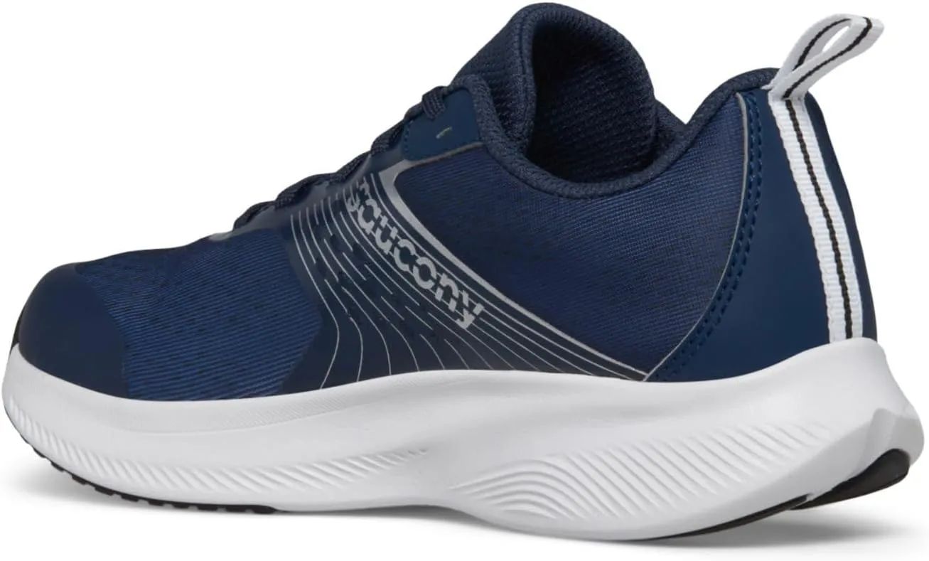 Saucony Ride Kidz Sneaker, Navy/Silver, 4 US Unisex Big Kid