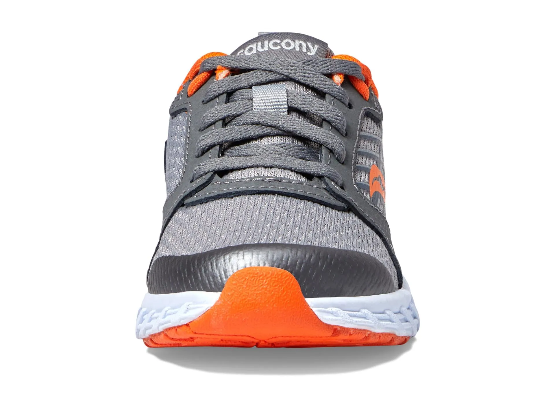 Saucony Wind 2.0 Sneaker, Grey/Orange, 1 Wide US Unisex Big_Kid