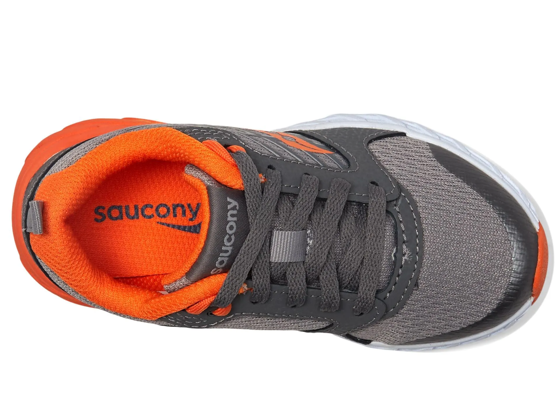 Saucony Wind 2.0 Sneaker, Grey/Orange, 1 Wide US Unisex Big_Kid