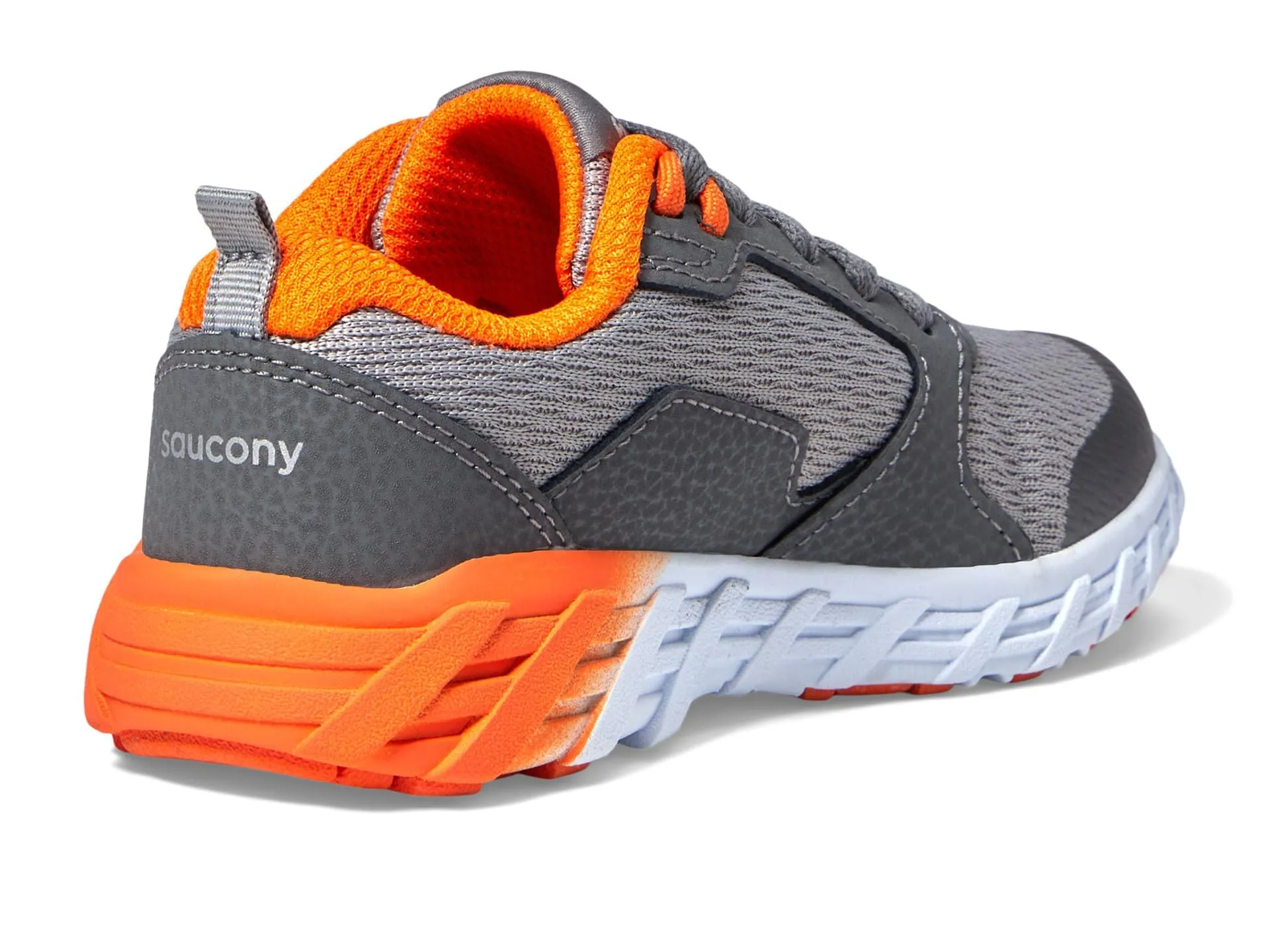 Saucony Wind 2.0 Sneaker, Grey/Orange, 1 Wide US Unisex Big_Kid