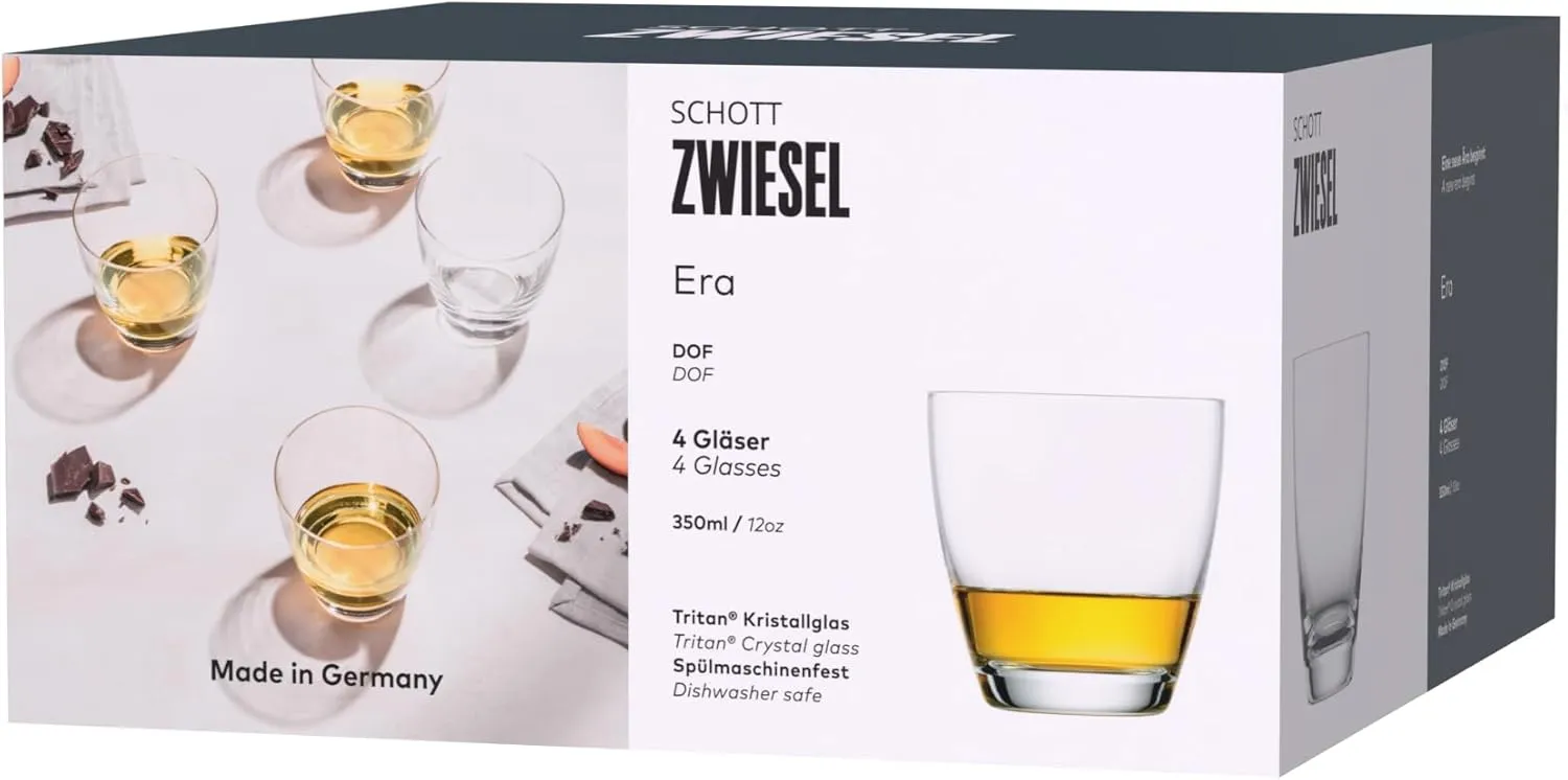 Schott Zwiesel Era Crystal Glass, 12 Oz. Double Old Fashioned (Set of 4), Clear