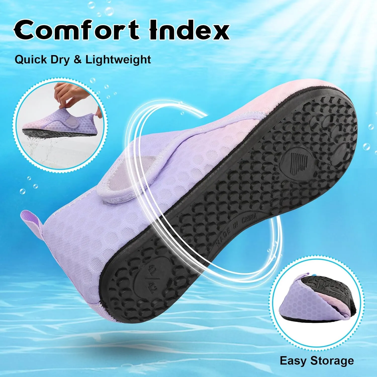 Scurtain Barefoot Water Shoes for Women Men Beach Swim Aqua Socks Summer Quick-Dry Sandals Slippers