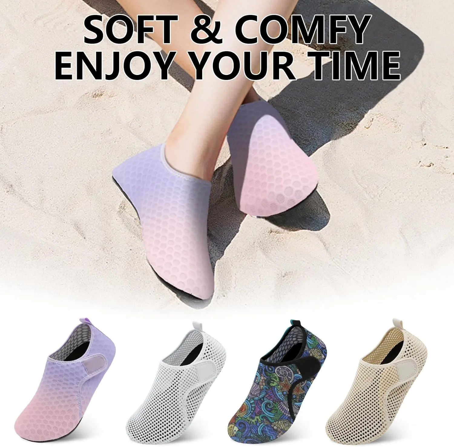 Scurtain Barefoot Water Shoes for Women Men Beach Swim Aqua Socks Summer Quick-Dry Sandals Slippers