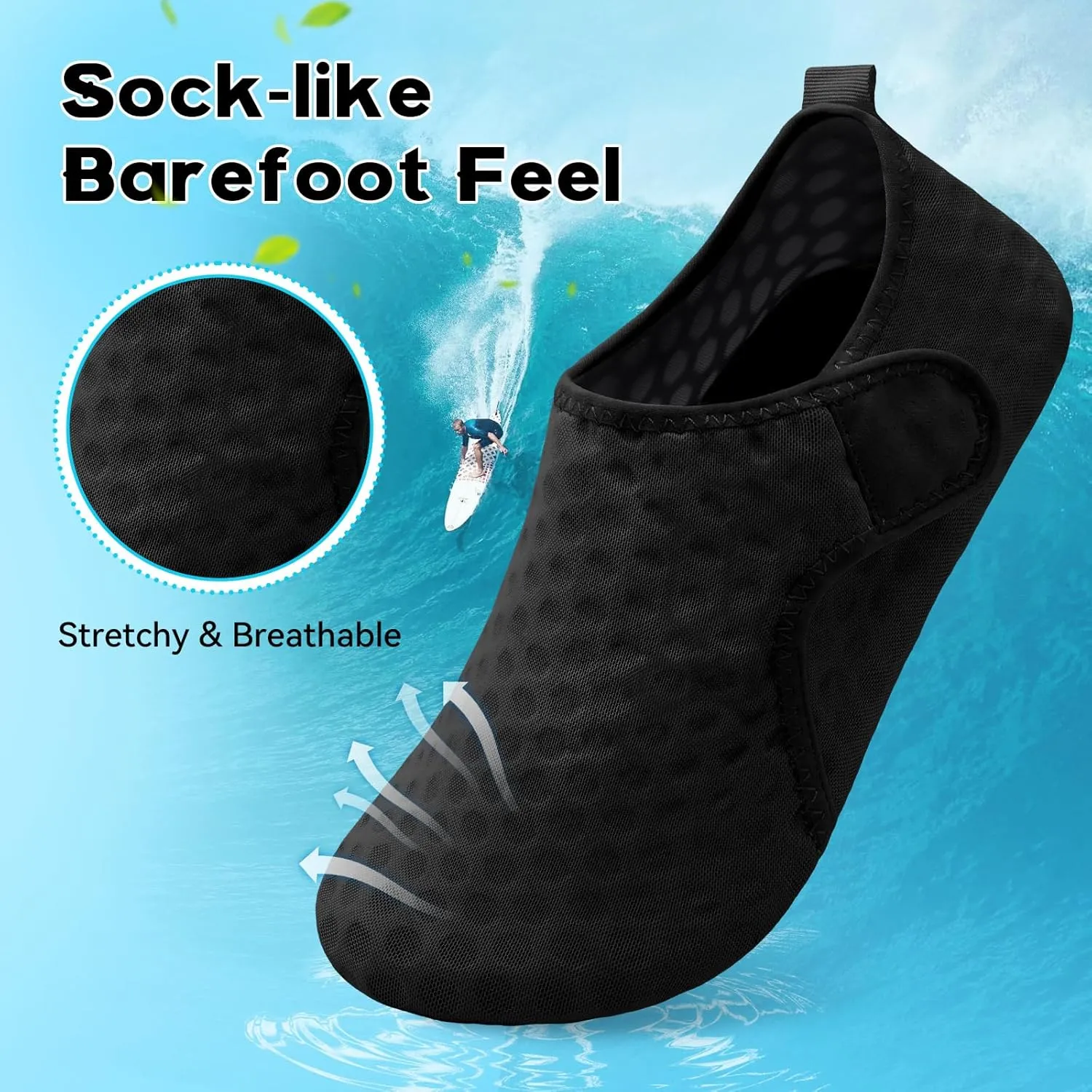 Scurtain Barefoot Water Shoes for Women Men Beach Swim Aqua Socks Summer Quick-Dry Sandals Slippers