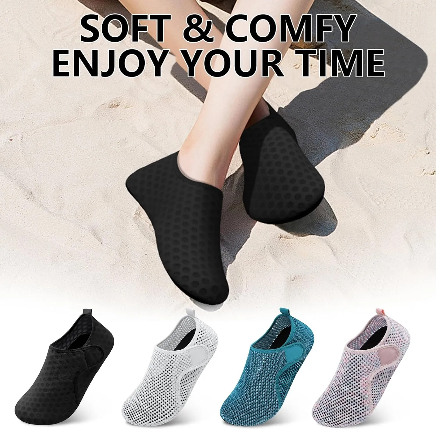 Scurtain Barefoot Water Shoes for Women Men Beach Swim Aqua Socks Summer Quick-Dry Sandals Slippers