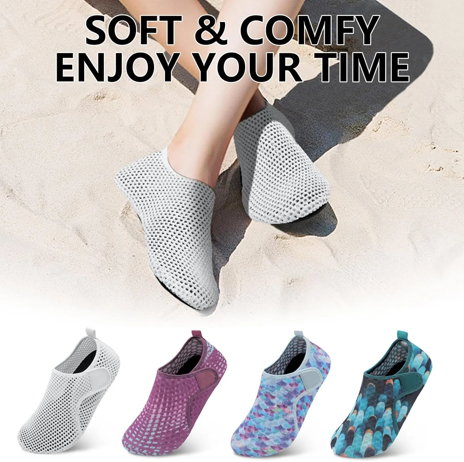 Scurtain Barefoot Water Shoes for Women Men Beach Swim Aqua Socks Summer Quick-Dry Sandals Slippers