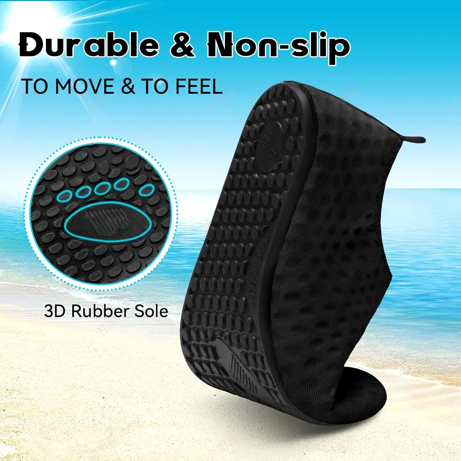 Scurtain Barefoot Water Shoes for Women Men Beach Swim Aqua Socks Summer Quick-Dry Sandals Slippers