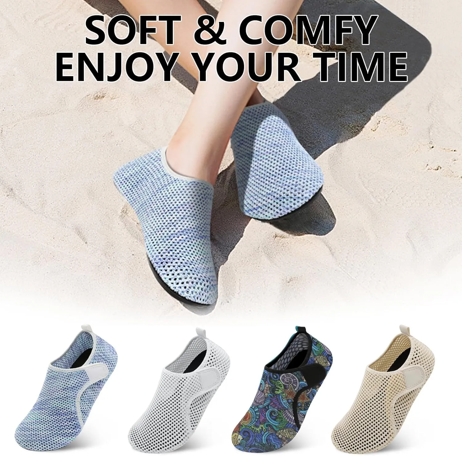 Scurtain Barefoot Water Shoes for Women Men Beach Swim Aqua Socks Summer Quick-Dry Sandals Slippers