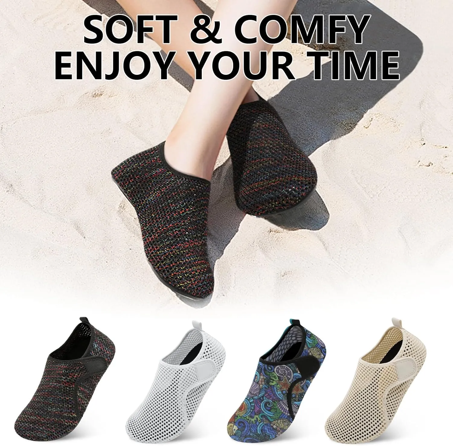 Scurtain Barefoot Water Shoes for Women Men Beach Swim Aqua Socks Summer Quick-Dry Sandals Slippers