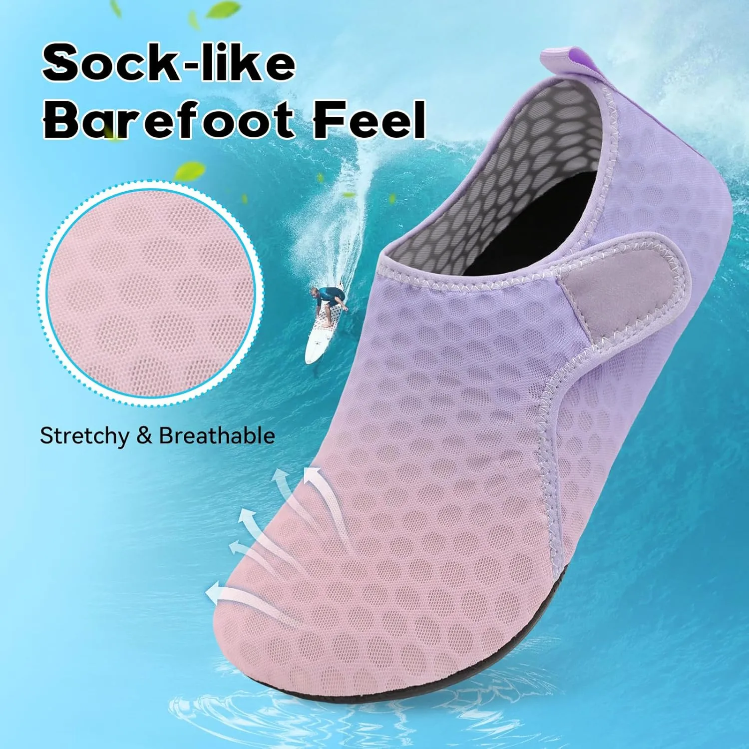 Scurtain Barefoot Water Shoes for Women Men Beach Swim Aqua Socks Summer Quick-Dry Sandals Slippers