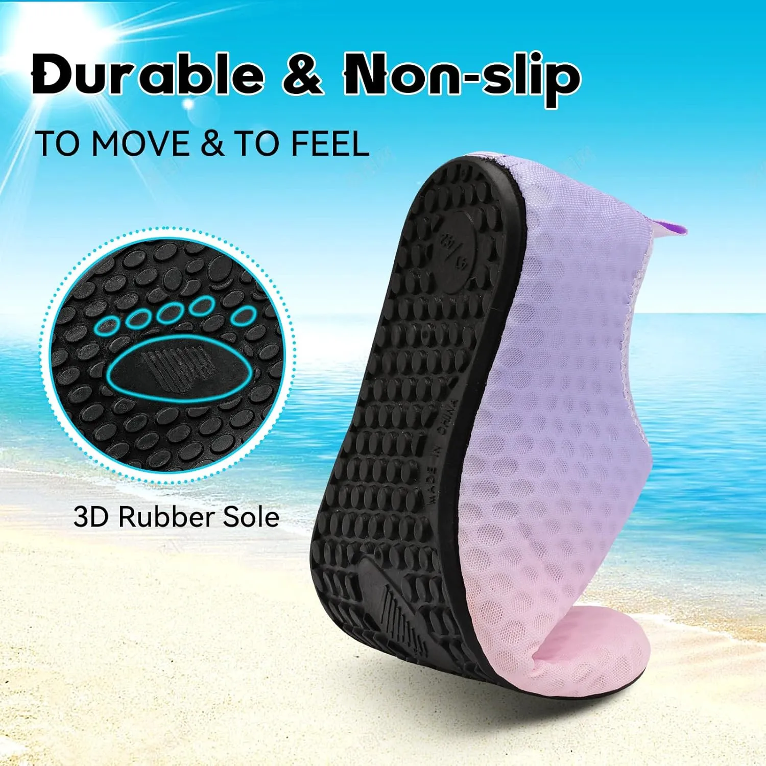 Scurtain Barefoot Water Shoes for Women Men Beach Swim Aqua Socks Summer Quick-Dry Sandals Slippers