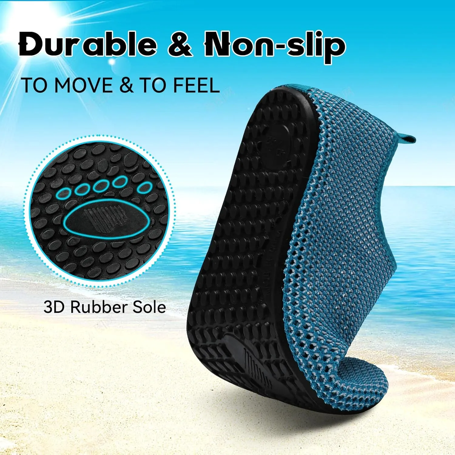 Scurtain Barefoot Water Shoes for Women Men Beach Swim Aqua Socks Summer Quick-Dry Sandals Slippers