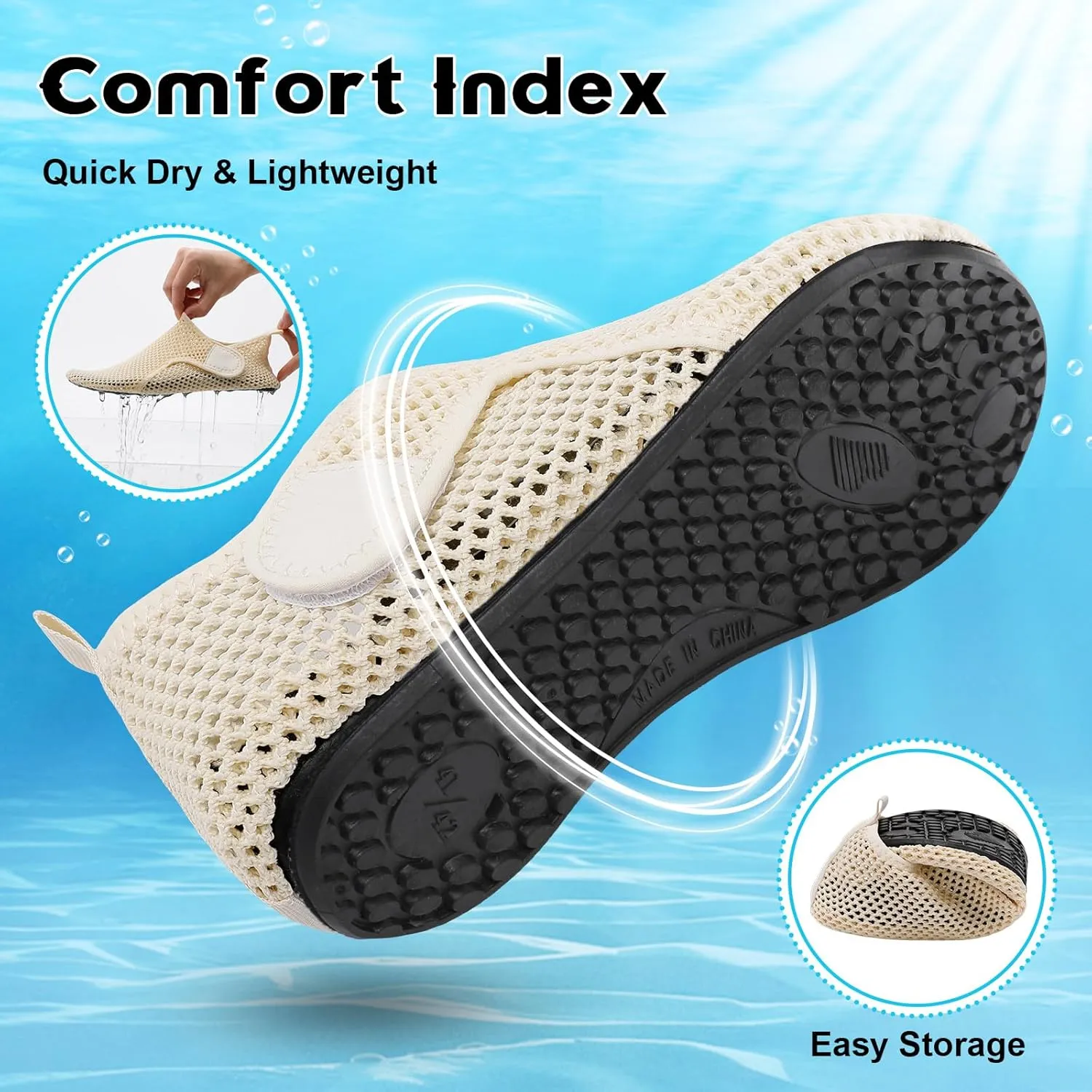 Scurtain Barefoot Water Shoes for Women Men Beach Swim Aqua Socks Summer Quick-Dry Sandals Slippers