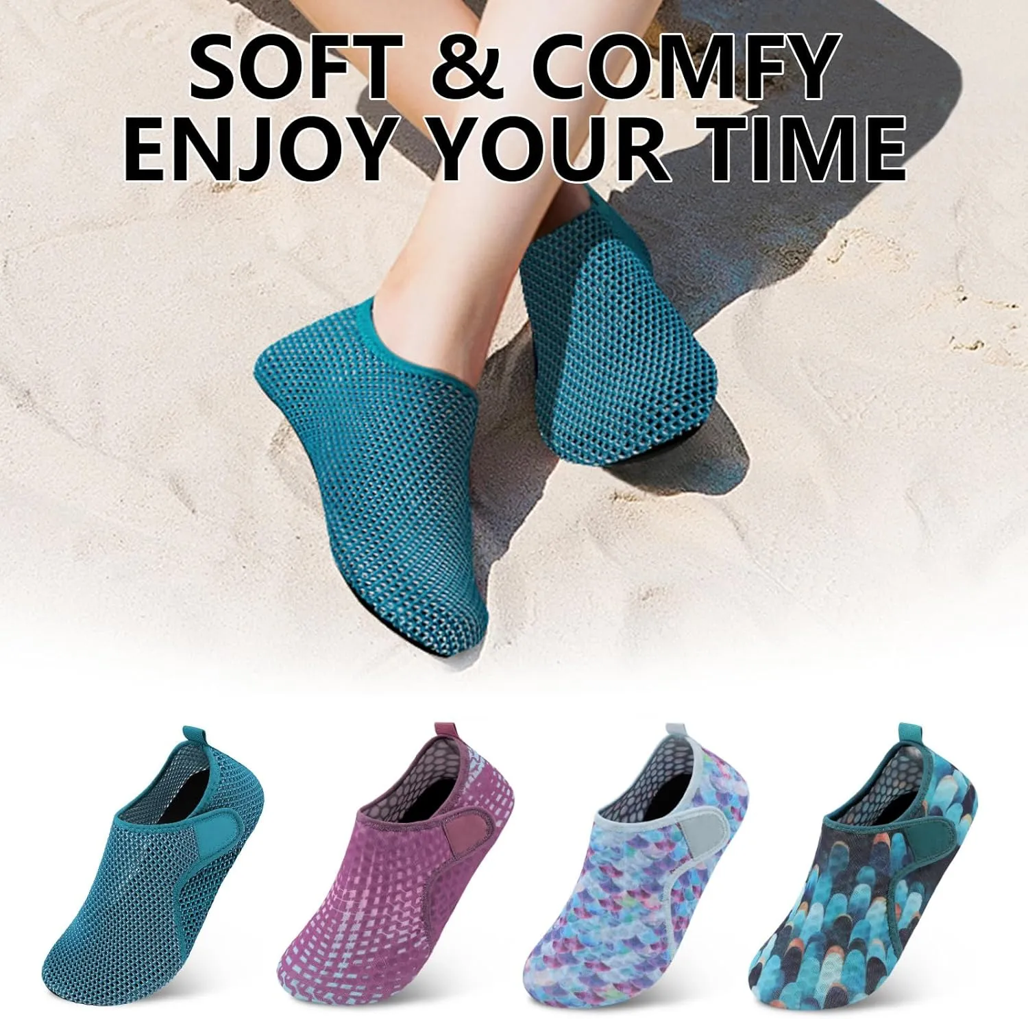 Scurtain Barefoot Water Shoes for Women Men Beach Swim Aqua Socks Summer Quick-Dry Sandals Slippers