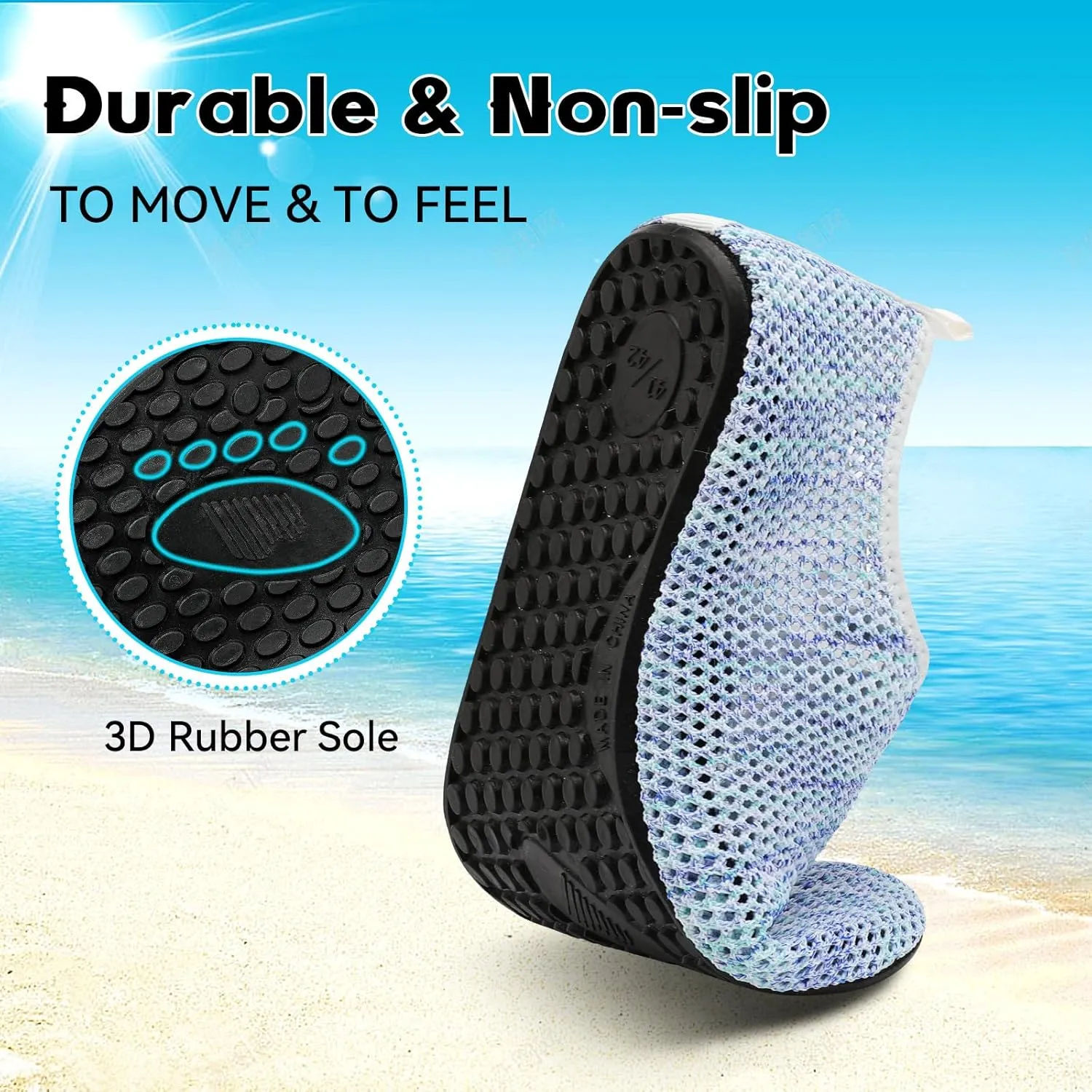 Scurtain Barefoot Water Shoes for Women Men Beach Swim Aqua Socks Summer Quick-Dry Sandals Slippers