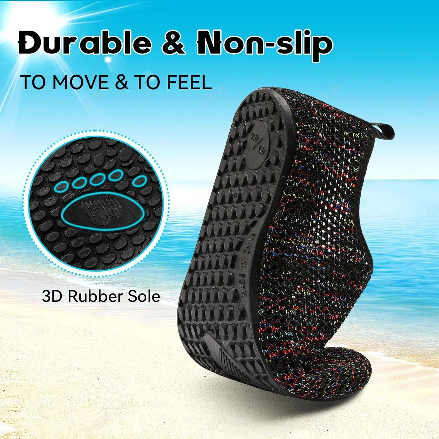 Scurtain Barefoot Water Shoes for Women Men Beach Swim Aqua Socks Summer Quick-Dry Sandals Slippers