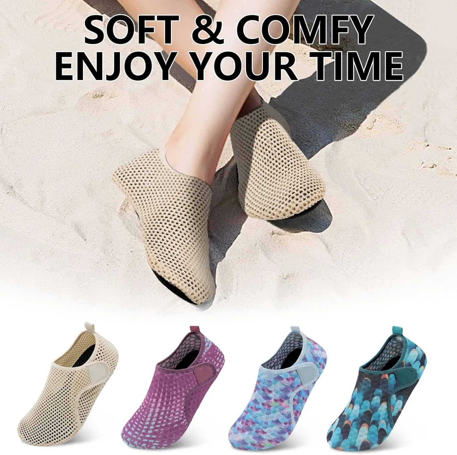 Scurtain Barefoot Water Shoes for Women Men Beach Swim Aqua Socks Summer Quick-Dry Sandals Slippers