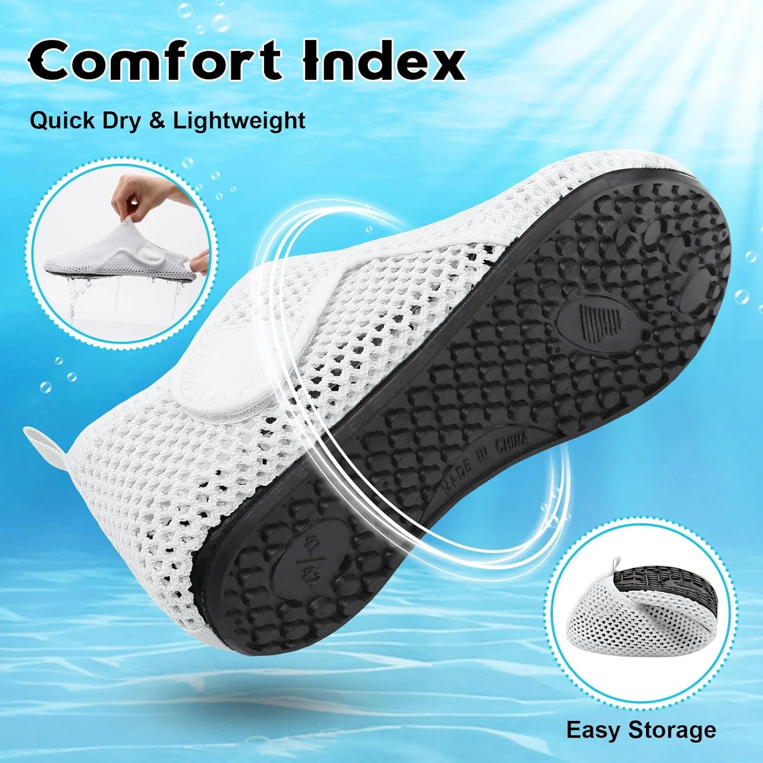 Scurtain Barefoot Water Shoes for Women Men Beach Swim Aqua Socks Summer Quick-Dry Sandals Slippers