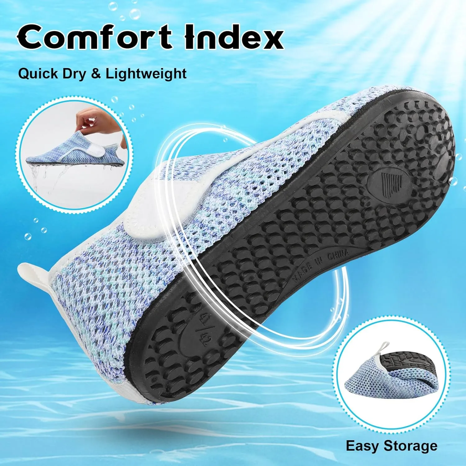 Scurtain Barefoot Water Shoes for Women Men Beach Swim Aqua Socks Summer Quick-Dry Sandals Slippers