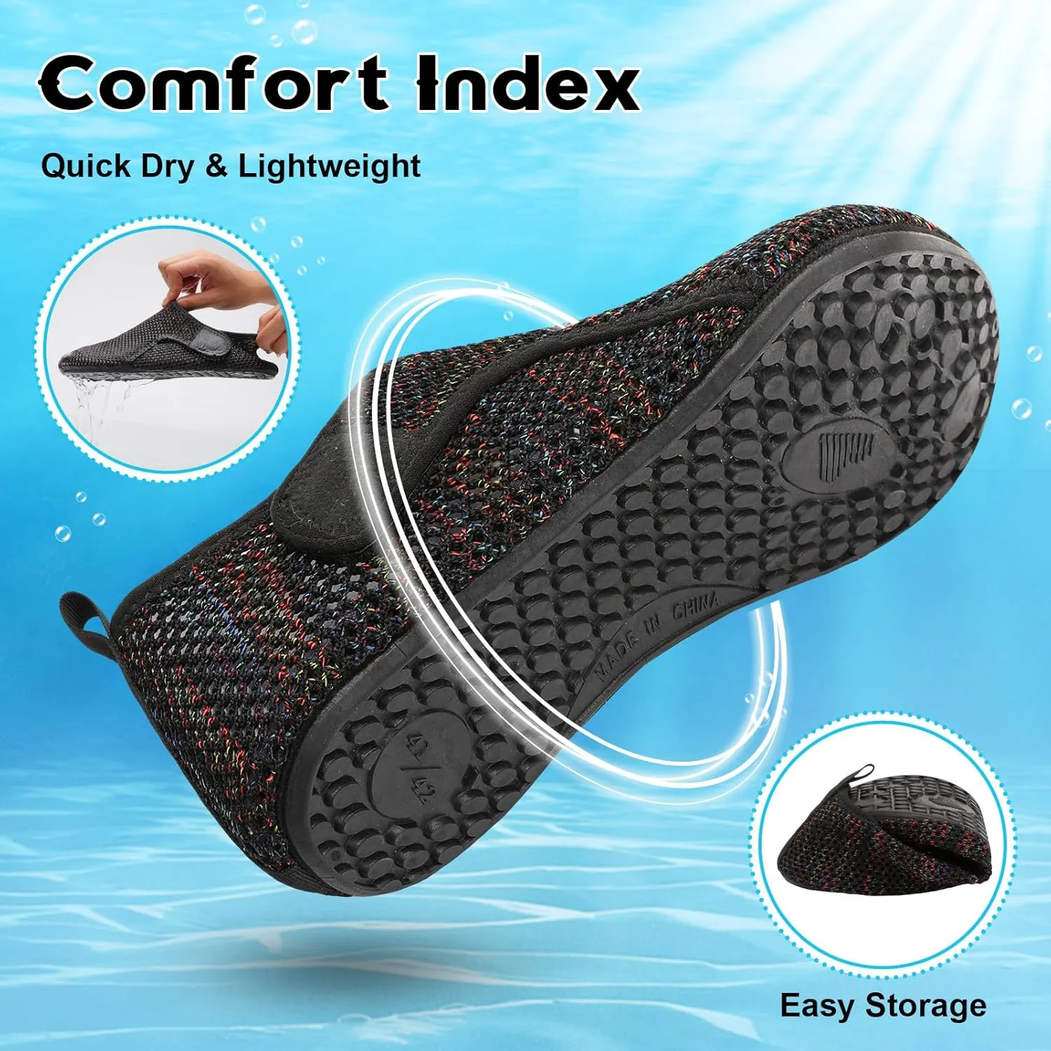 Scurtain Barefoot Water Shoes for Women Men Beach Swim Aqua Socks Summer Quick-Dry Sandals Slippers