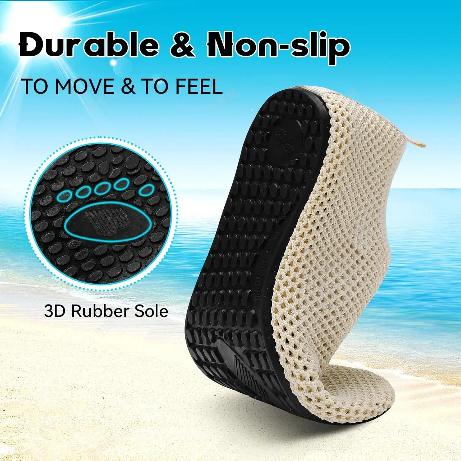 Scurtain Barefoot Water Shoes for Women Men Beach Swim Aqua Socks Summer Quick-Dry Sandals Slippers