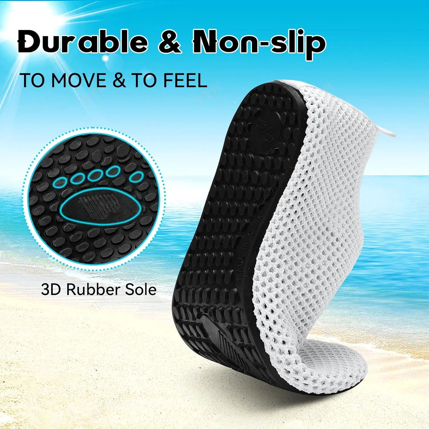 Scurtain Barefoot Water Shoes for Women Men Beach Swim Aqua Socks Summer Quick-Dry Sandals Slippers