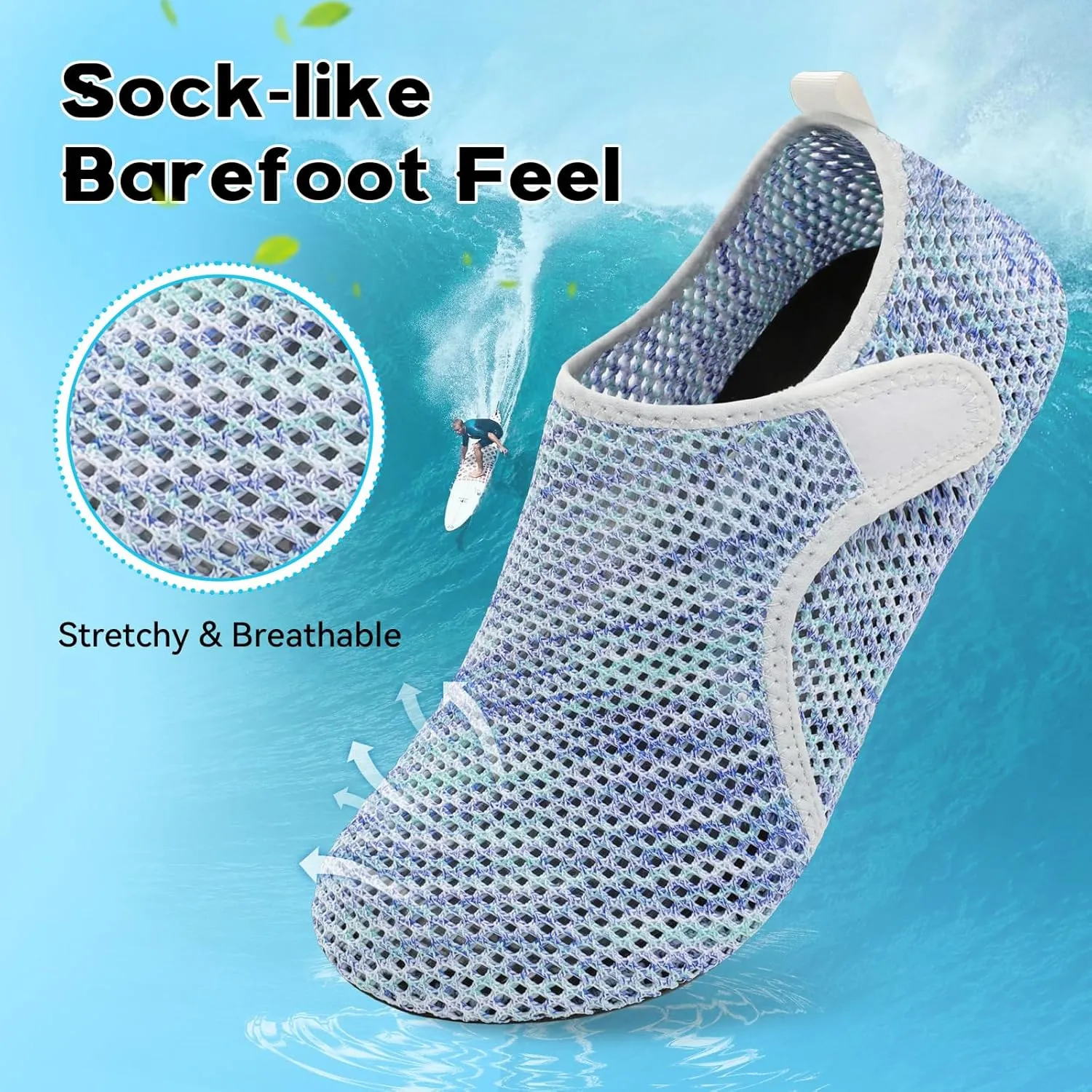Scurtain Barefoot Water Shoes for Women Men Beach Swim Aqua Socks Summer Quick-Dry Sandals Slippers