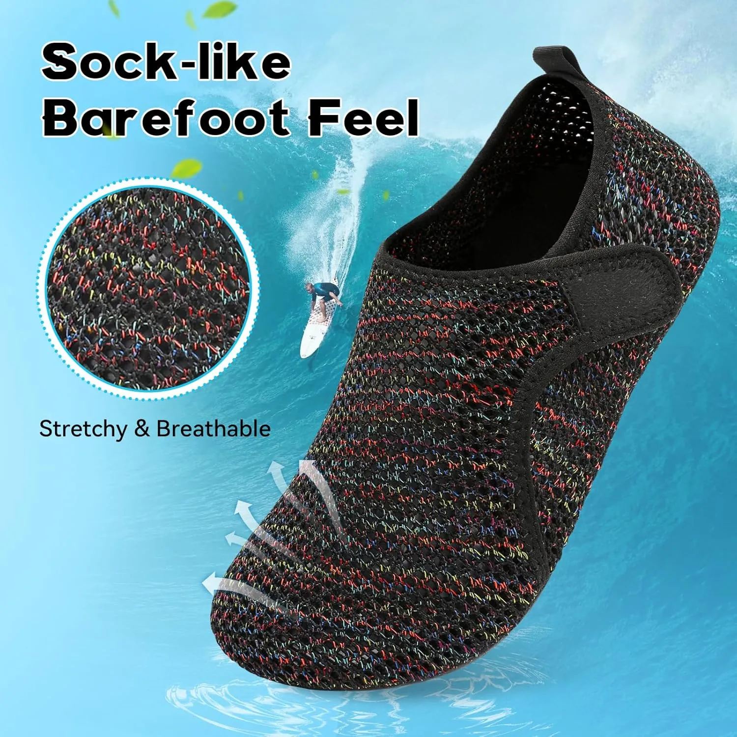 Scurtain Barefoot Water Shoes for Women Men Beach Swim Aqua Socks Summer Quick-Dry Sandals Slippers