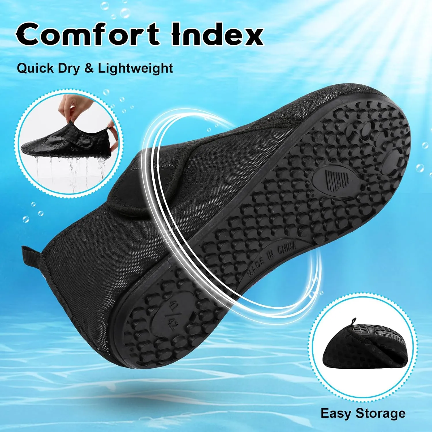 Scurtain Barefoot Water Shoes for Women Men Beach Swim Aqua Socks Summer Quick-Dry Sandals Slippers