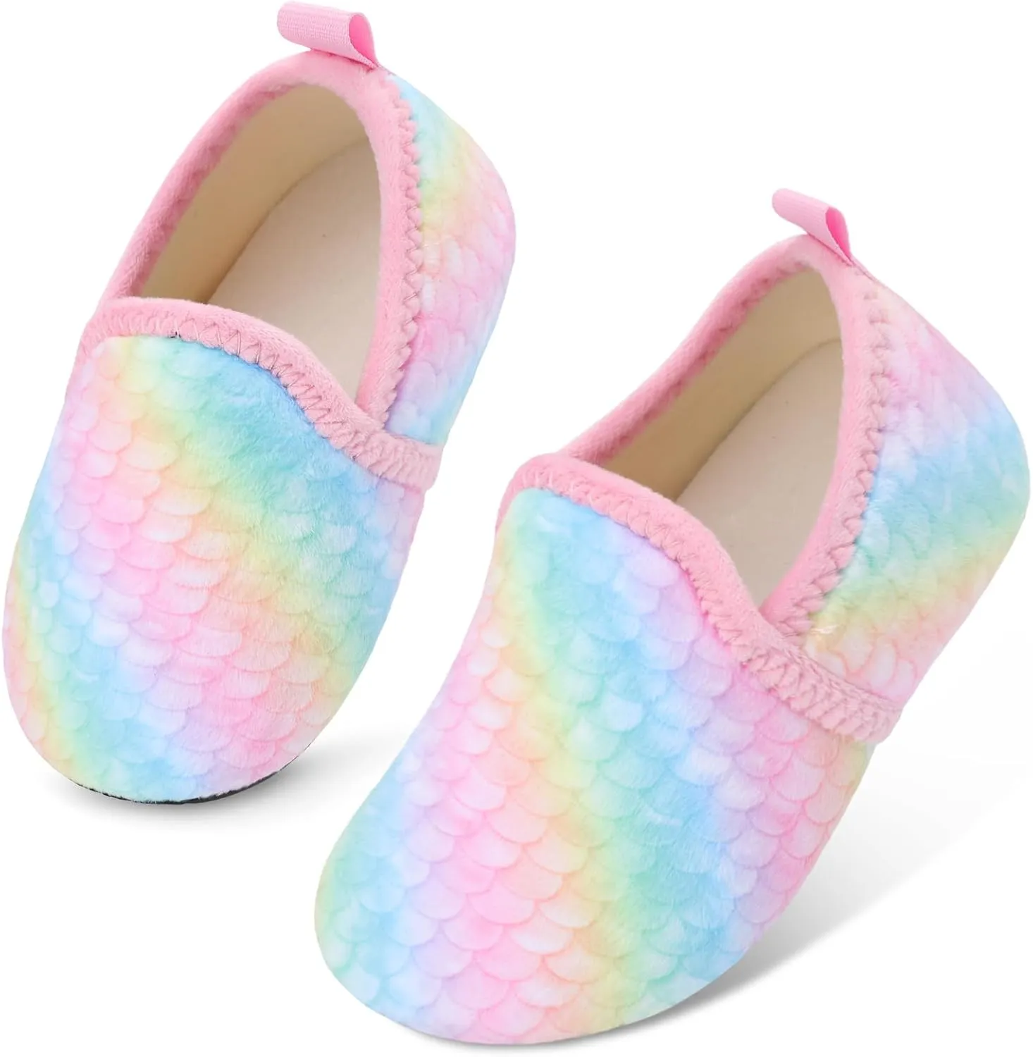 Scurtain Unisex Big Kids Little Kids Slippers Socks Artificial Woolen Slippers with Non-slip Rubber Sole for Big Boys Girls Little Boys Girls