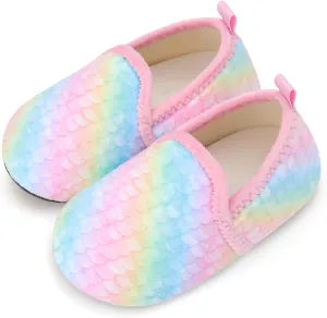 Scurtain Unisex Big Kids Little Kids Slippers Socks Artificial Woolen Slippers with Non-slip Rubber Sole for Big Boys Girls Little Boys Girls
