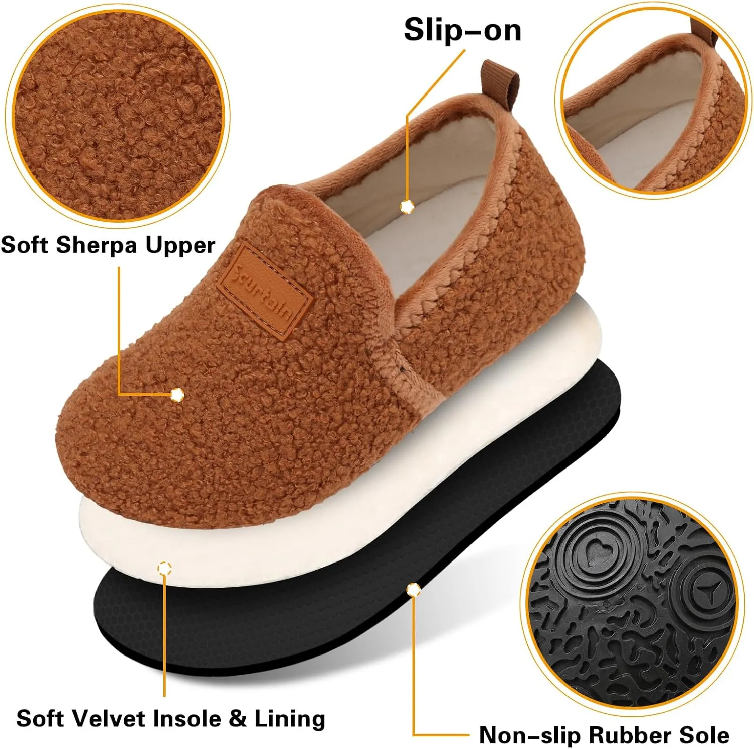 Scurtain Unisex Big Kids Little Kids Slippers Socks Artificial Woolen Slippers with Non-slip Rubber Sole for Big Boys Girls Little Boys Girls