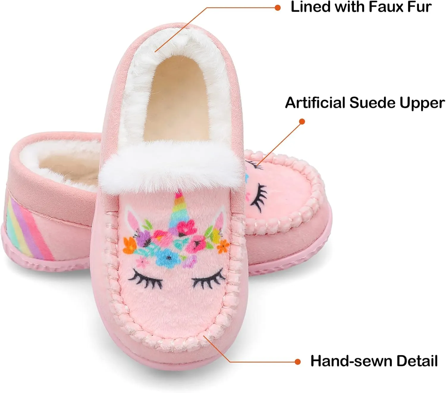 Scurtain Unisex Kids Toddler Slippers Suede Moccasin Slippers for Boys Girls Baby Lined with Warm Fur