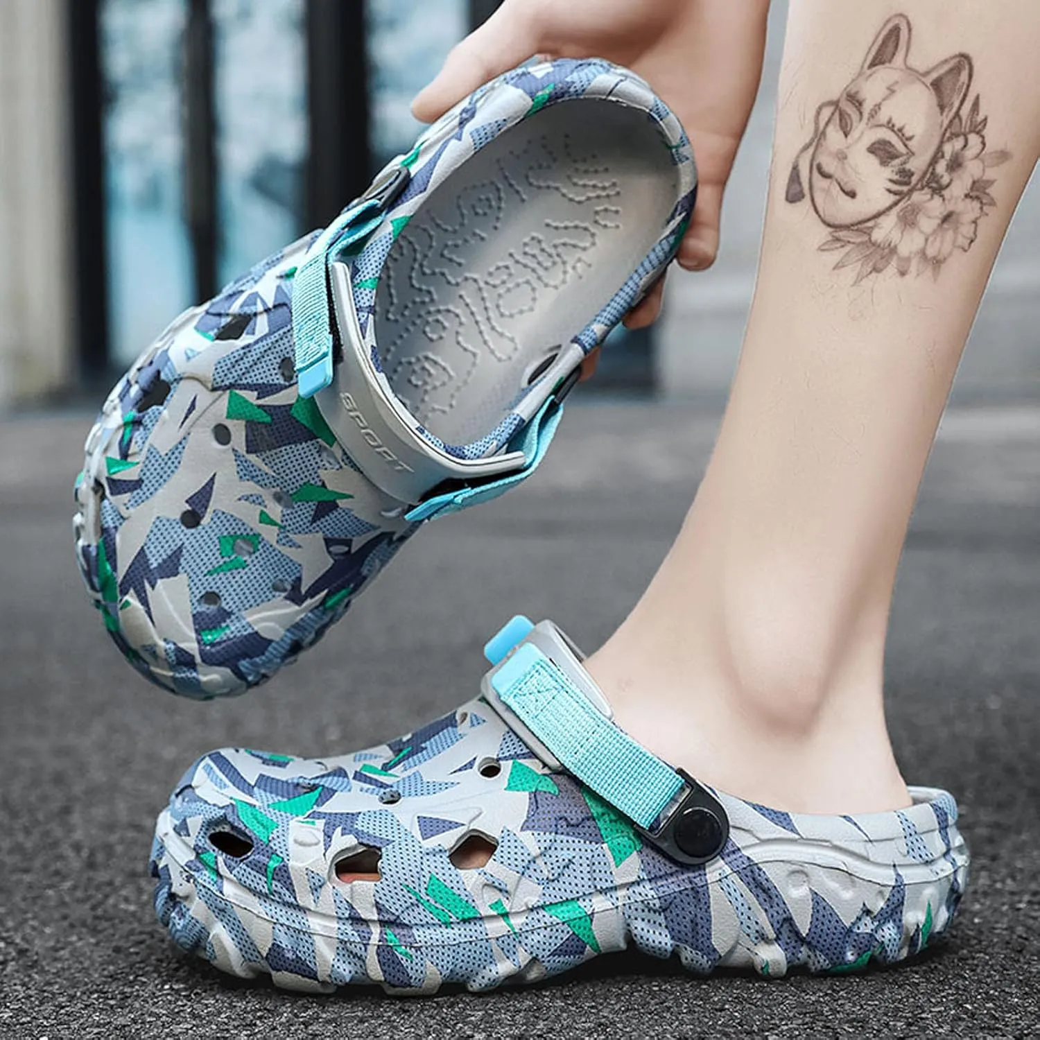 SECHRITE Men's Clogs Athletic Sports Outdoor Sandals Water Beach Shoes Slippers Sandals Lightweight Comfortable with Adjustable Back Strap - River Edge