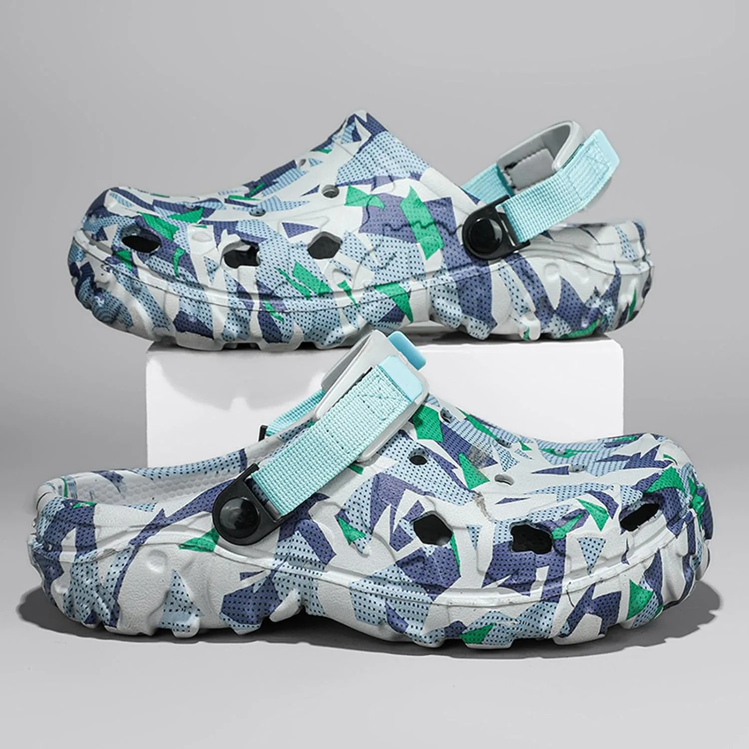 SECHRITE Men's Clogs Athletic Sports Outdoor Sandals Water Beach Shoes Slippers Sandals Lightweight Comfortable with Adjustable Back Strap - River Edge