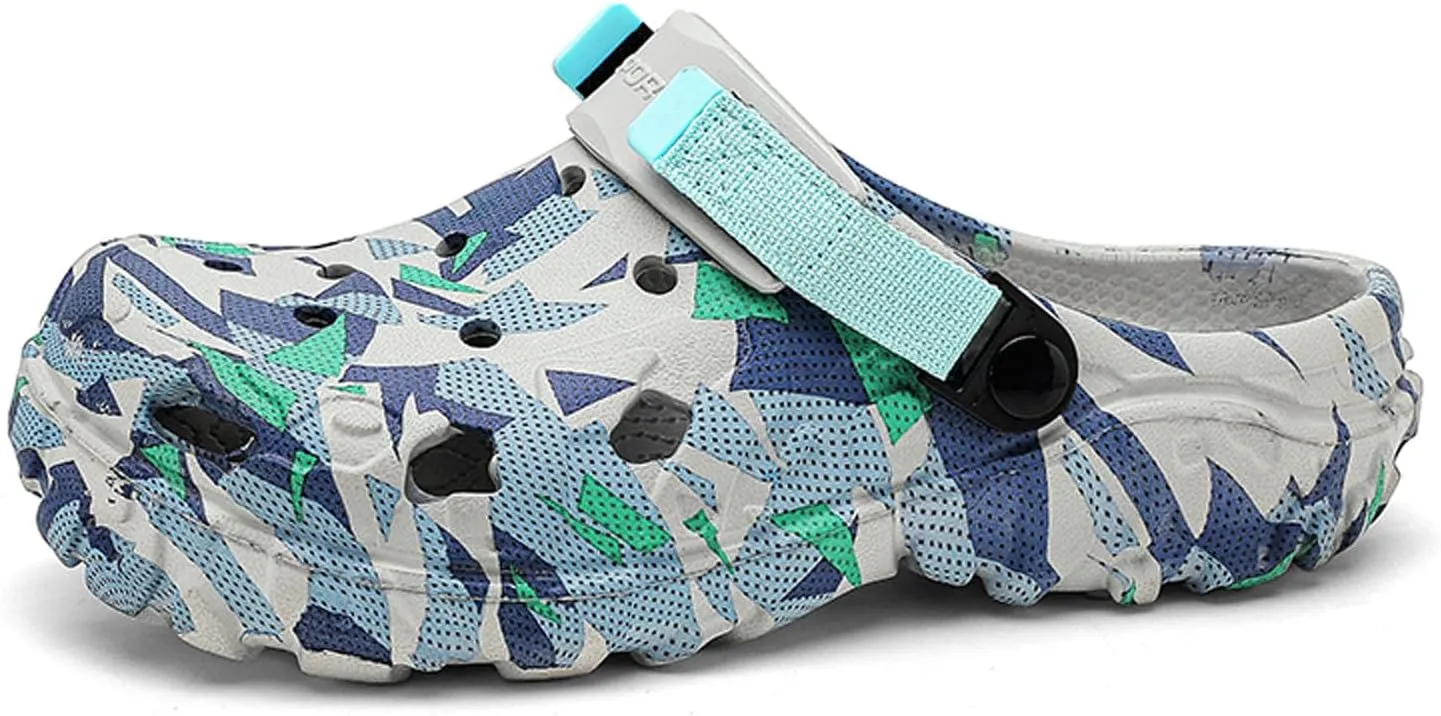SECHRITE Men's Clogs Athletic Sports Outdoor Sandals Water Beach Shoes Slippers Sandals Lightweight Comfortable with Adjustable Back Strap - River Edge