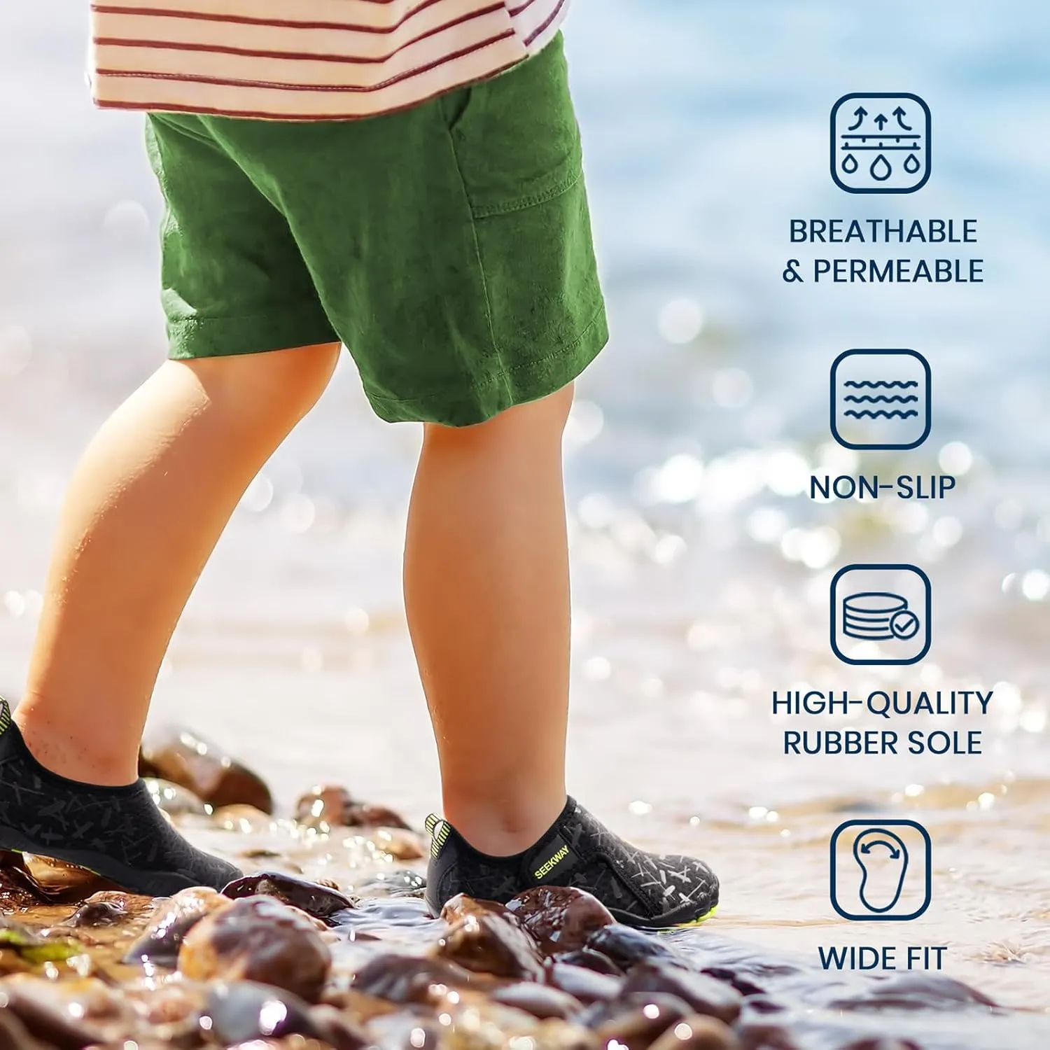SEEKWAY Barefoot Water Shoes for Kids - Wide Toe Box and Quick-Dry Sand Shoes Toddler for Hiking Swim Beach Pool Kayak Sport Accessories, Camping Essentials Non-Slip for Boys Girls Sizes