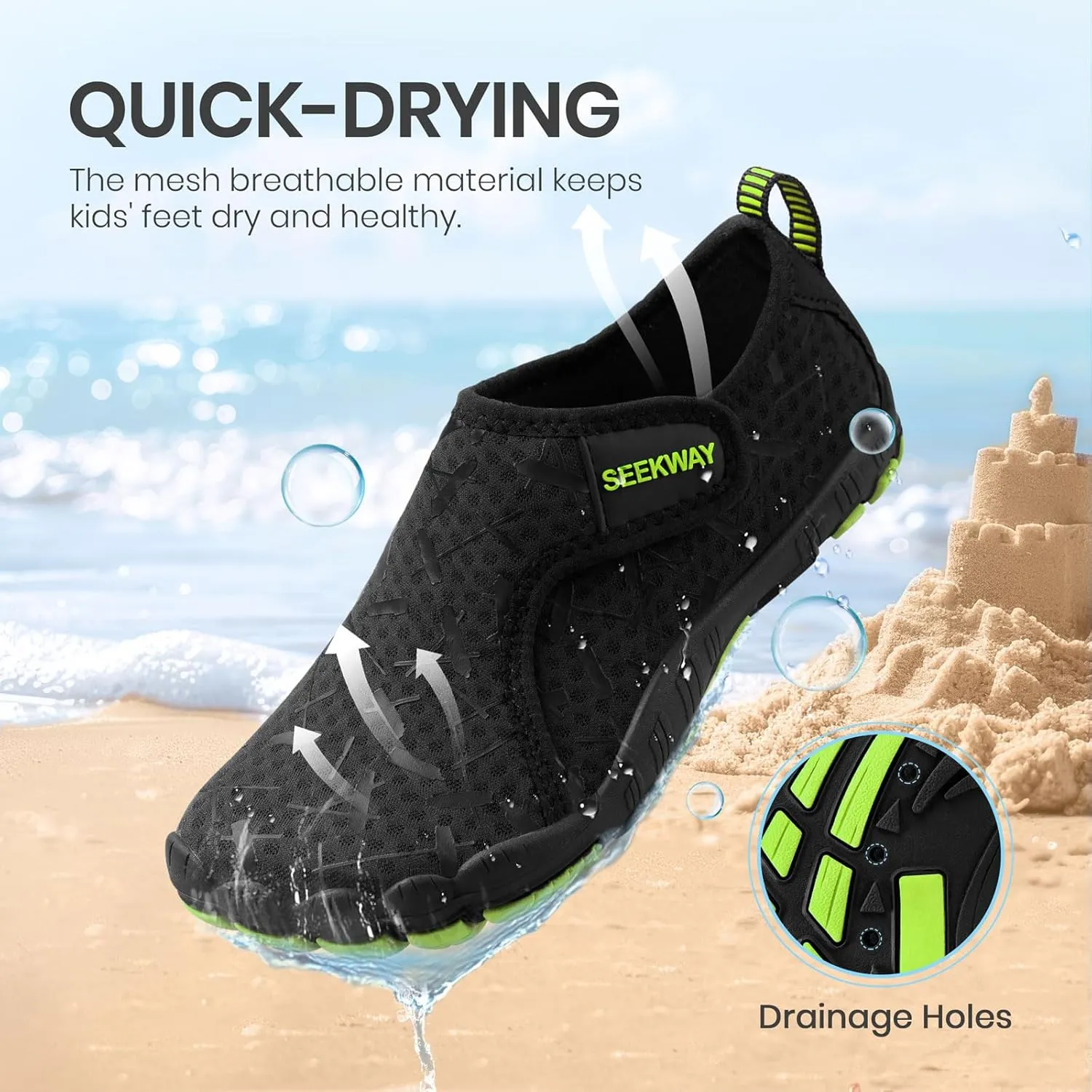 SEEKWAY Barefoot Water Shoes for Kids - Wide Toe Box and Quick-Dry Sand Shoes Toddler for Hiking Swim Beach Pool Kayak Sport Accessories, Camping Essentials Non-Slip for Boys Girls Sizes