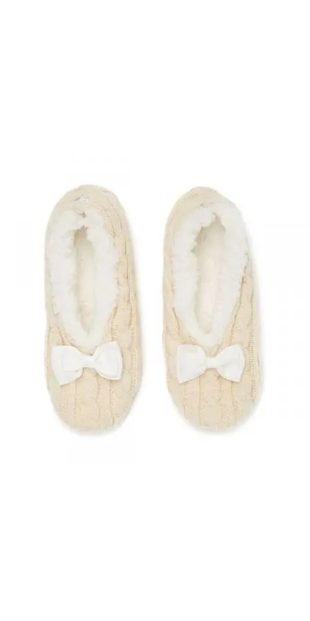 Sherpa Lined Slipper Sock - Ivory